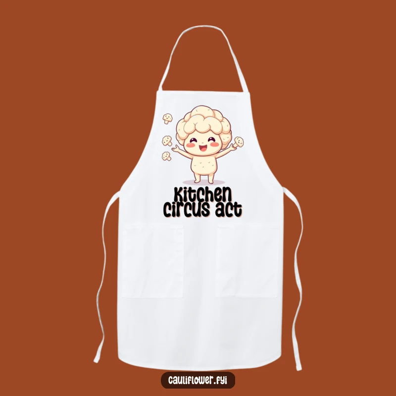 Funny Cauliflower Juggling Apron: Enthusiastic Chef's Veggie Gift