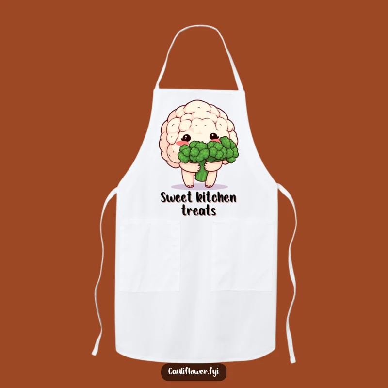 Funny Kawaii Cauliflower Apron - Shy Veggie Gift for Gentle Cooks