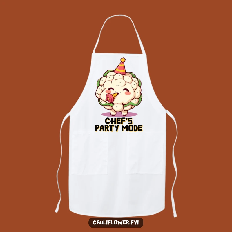 Funny Kawaii Cauliflower Party Apron - Festive Kitchen Humor Gift