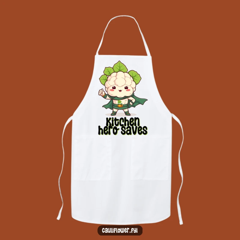 Funny Kawaii Cauliflower Superhero Apron - Kitchen Power Humor Gift