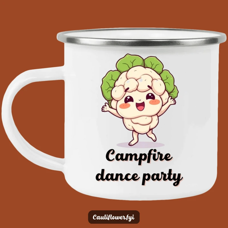 Funny Dancing Cauliflower Camping Mug - Outdoor Veggie Groove Gift