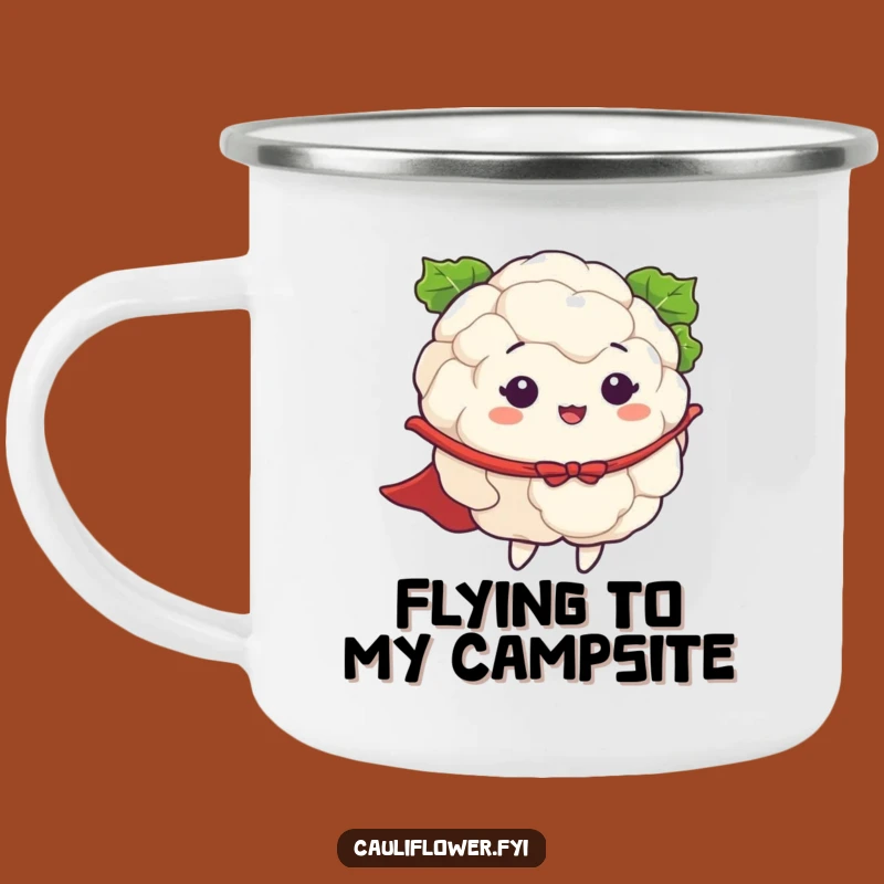 Funny Cauliflower Camp Hero Mug: Hilarious Outdoor Adventures with a Veggie Cape