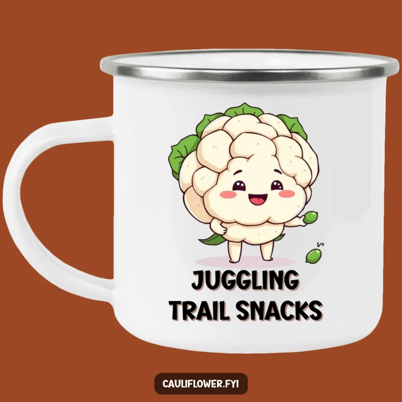 Funny Cauliflower Juggler Camping Mug: Outdoor Pea Tricks, Perfect Funny Gift!