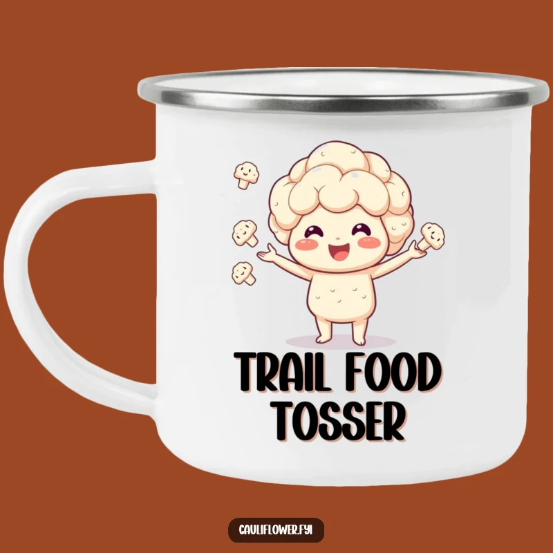 Funny Cauliflower Juggling Camping Mug: Enthusiastic Veggie Outdoor Gift