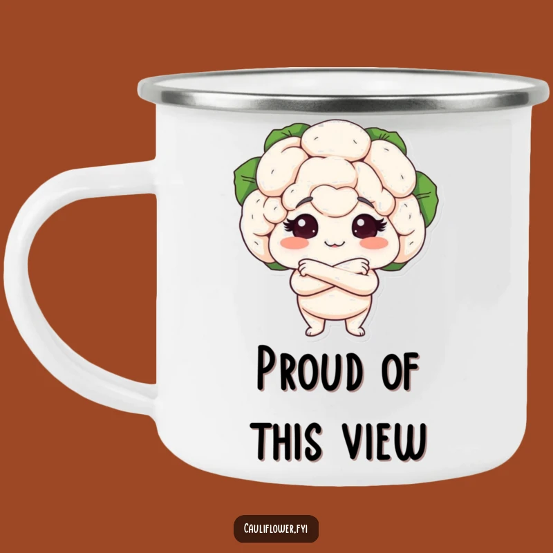 Funny Cauliflower Proud Camping Mug - Adventure Fuel with Confident Flair