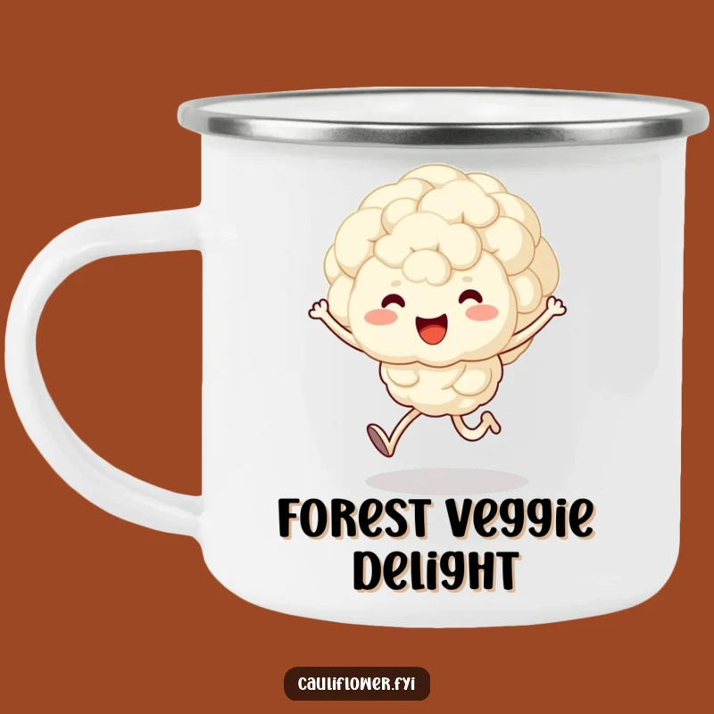 Funny Kawaii Cauliflower Camping Mug - Durable Veggie Gift for Outdoor Smiles
