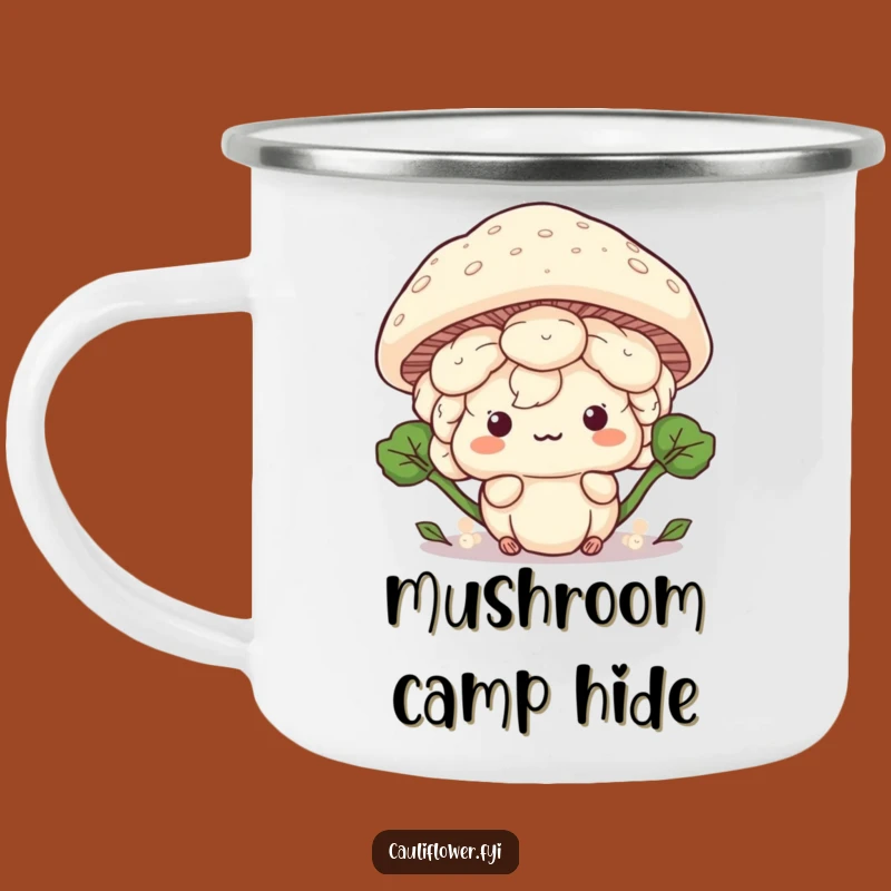 Funny Kawaii Cauliflower Hide Camping Mug - Playful Outdoor Adventures