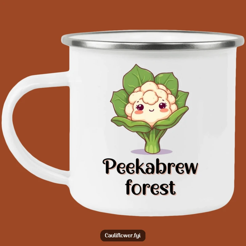 Funny Kawaii Cauliflower Peek Camping Mug: Sip with Surprise on Your Adventures!