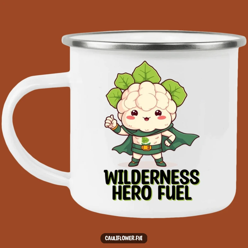 Funny Kawaii Cauliflower Superhero Camping Mug - Outdoor Hero Gift
