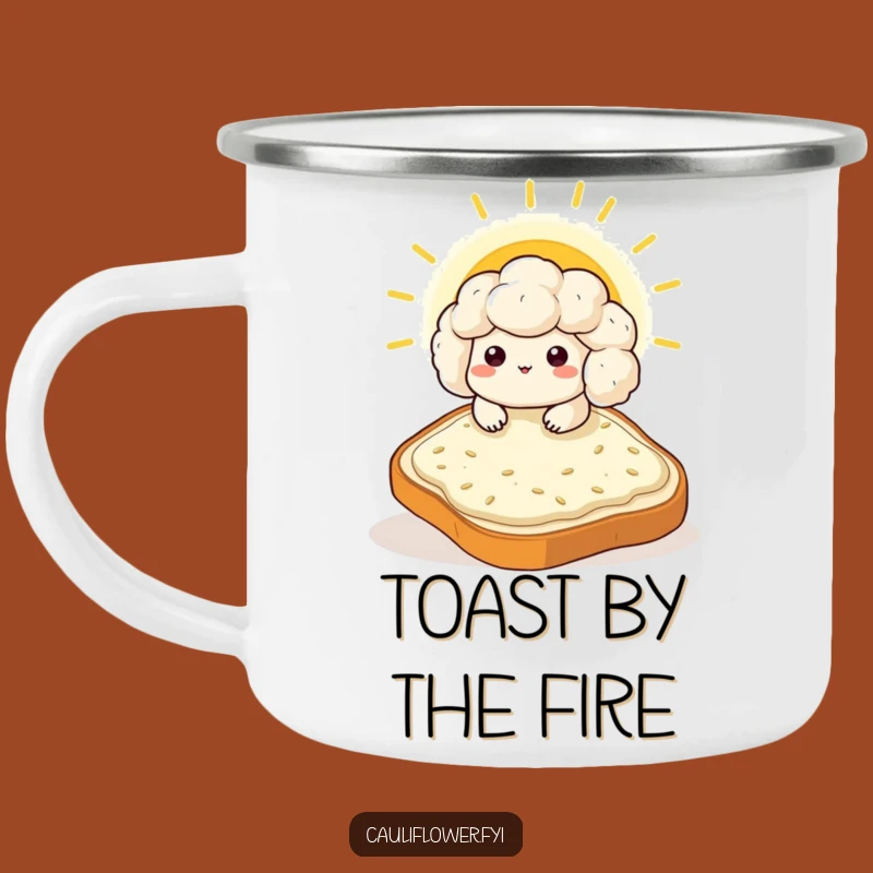 Funny Kawaii Cauliflower Toast Camping Mug - Enjoy Humor Outdoors