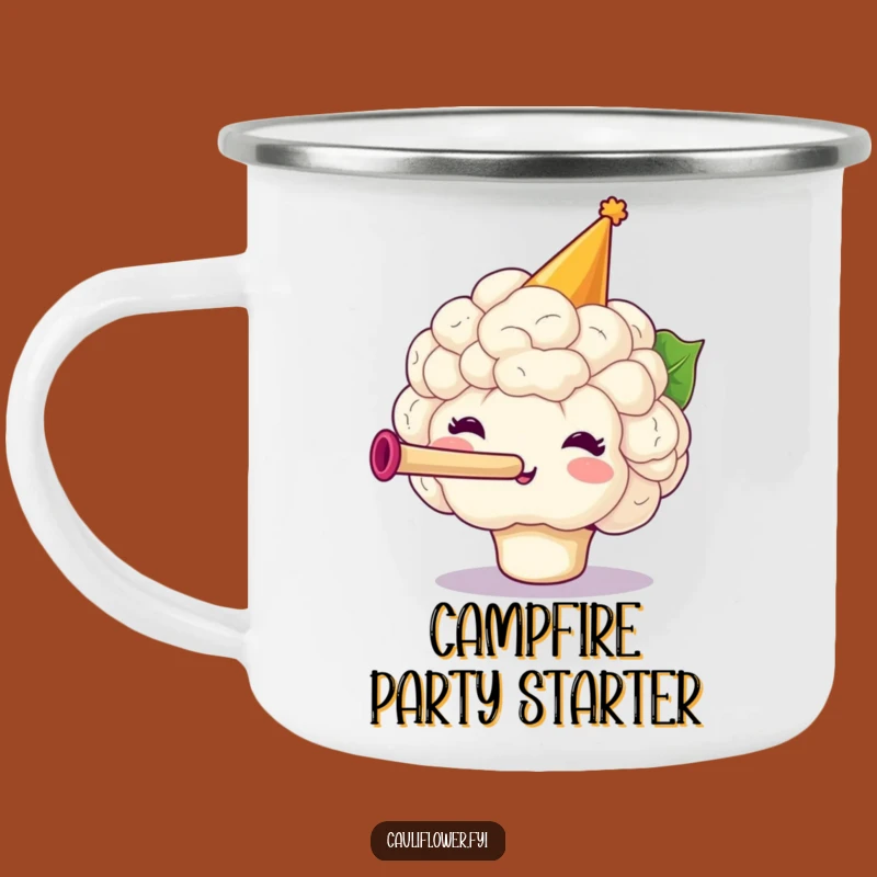 Funny Party Cauliflower Camping Mug, Festive Veggie Cup for a Hilarious Gift
