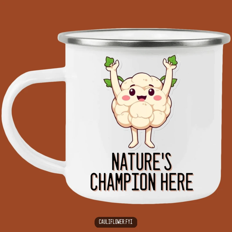 Funny Victorious Cauliflower Camping Mug: Sip Your Success Outdoors!