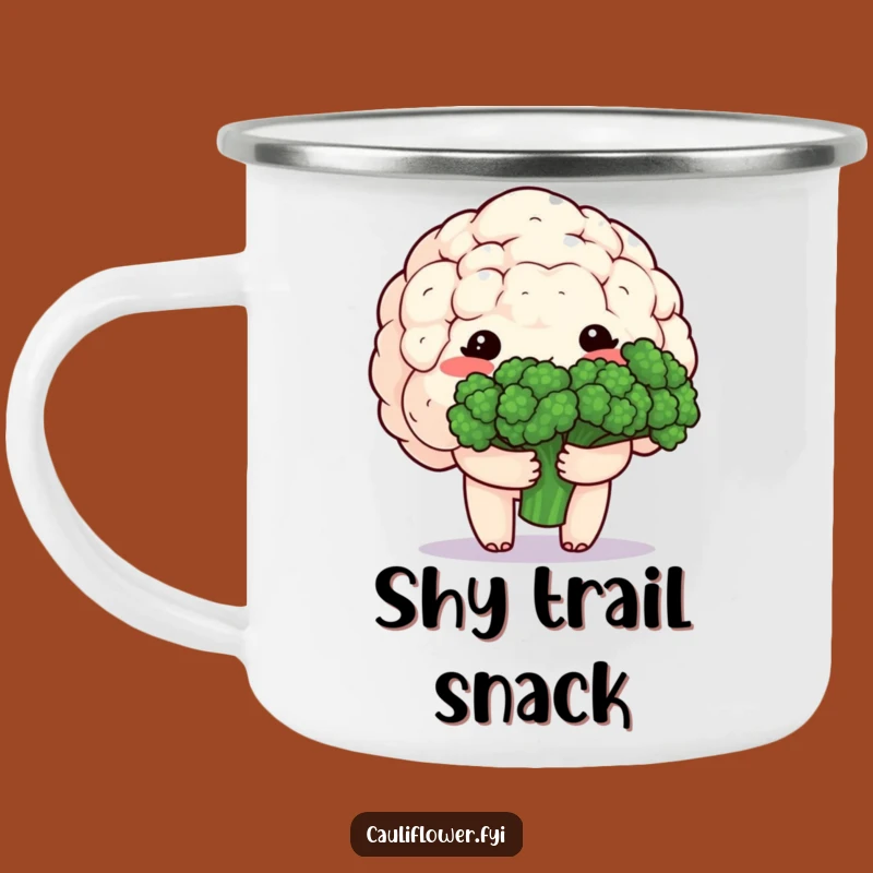 Funny Kawaii Cauliflower Camping Mug - Durable Shy Veggie Gift for Sweet Outdoors