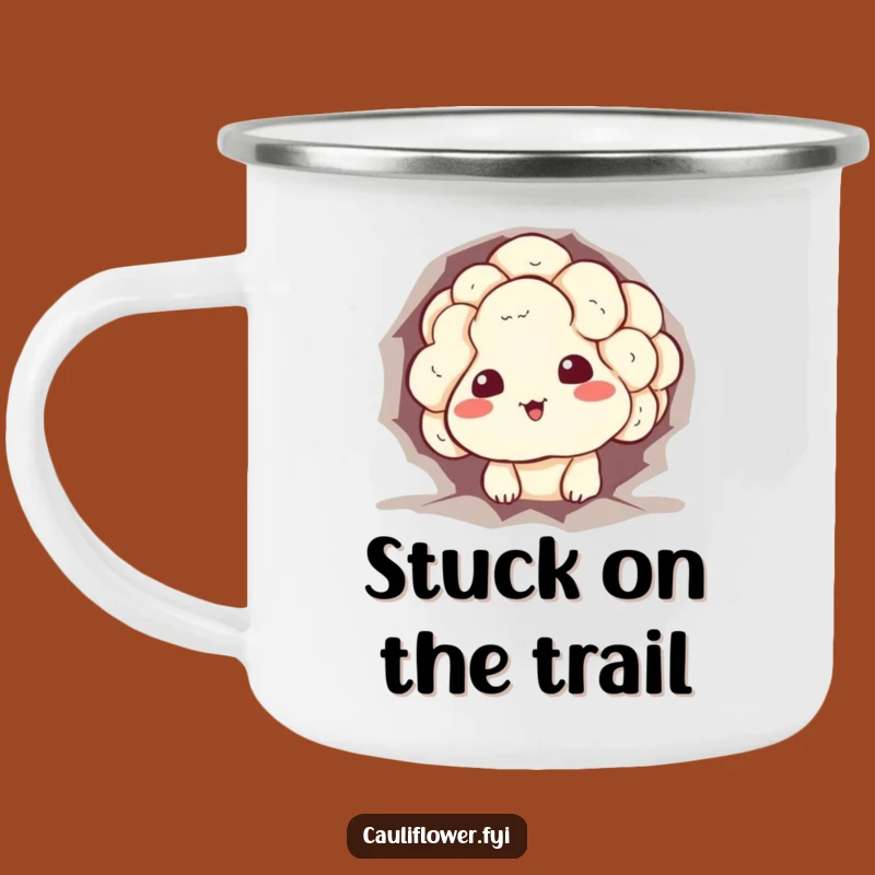 Funny Enamel Cauliflower Mug: Stuck Veggie for Humorous Campfire Moments