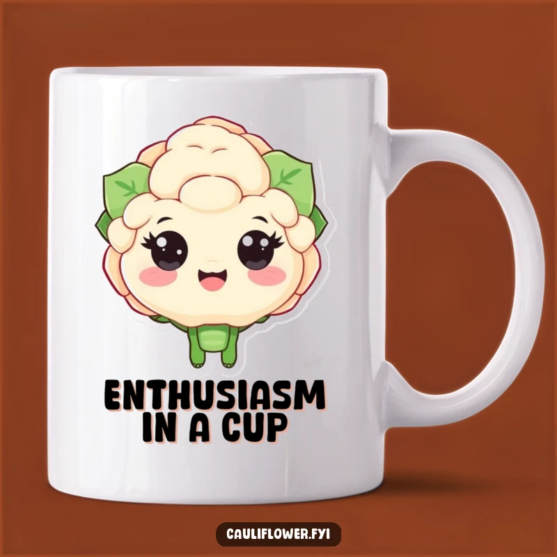 Funny Cauliflower Cheering Mug - Enthusiastic Veggie Gift for a Happy Boost