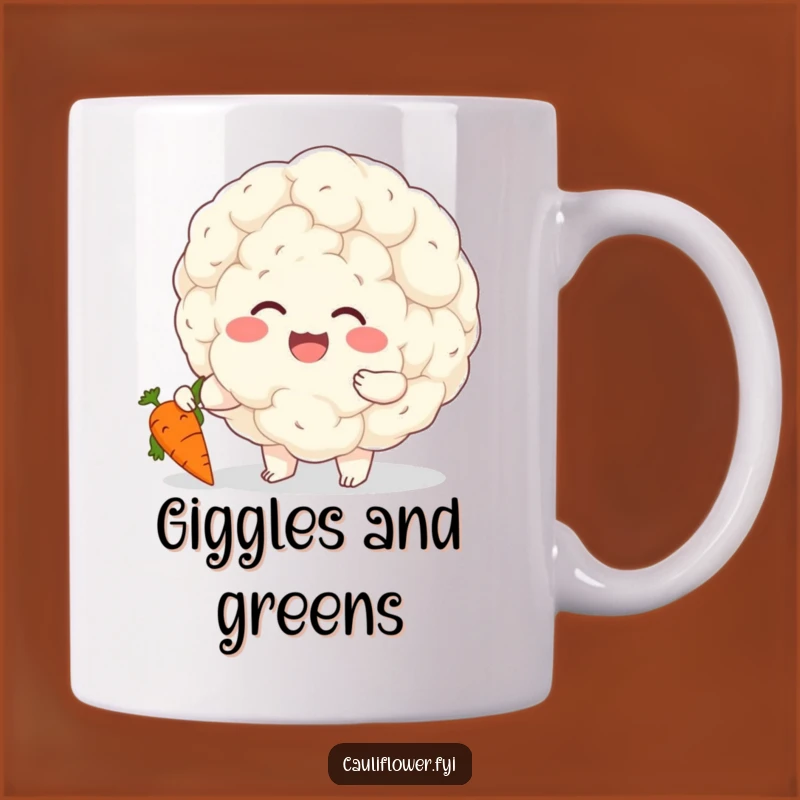 Funny Cauliflower & Carrot Mug - Giggling Veggie Friends Gift for Humor Lovers