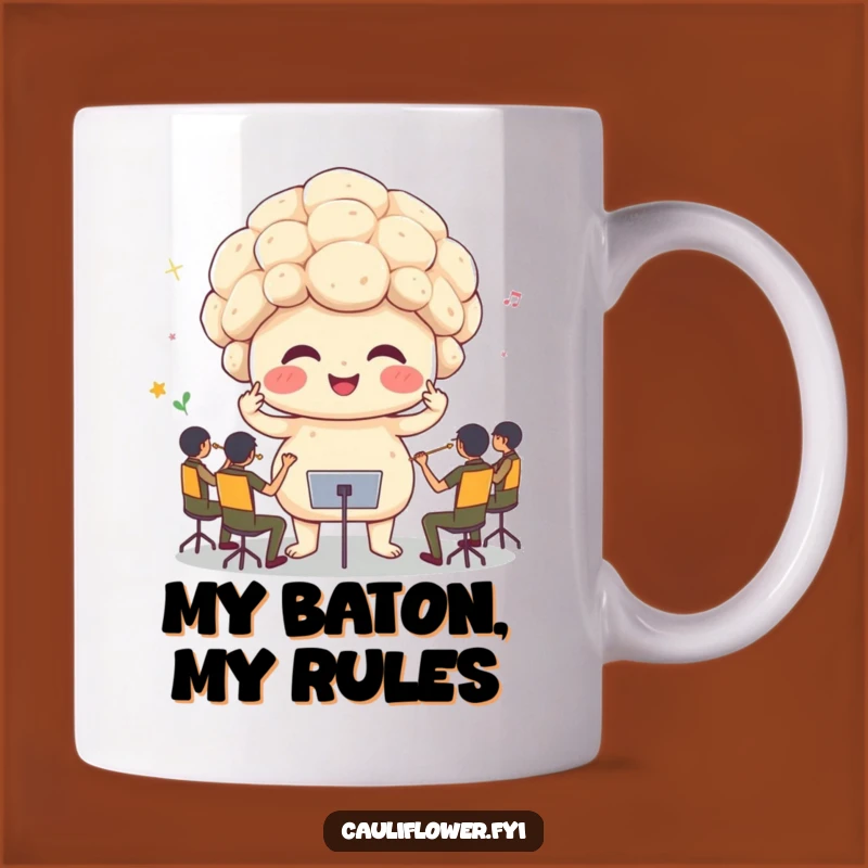 Funny Cauliflower Conductor Mug: A Vegetable Orchestra Maestro Design, Perfect Humorous Gift!