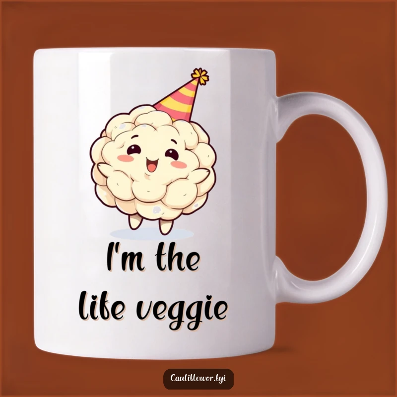 Funny Cauliflower Party Hat Mug: A Gleeful Veggie Spinning Gift for Her