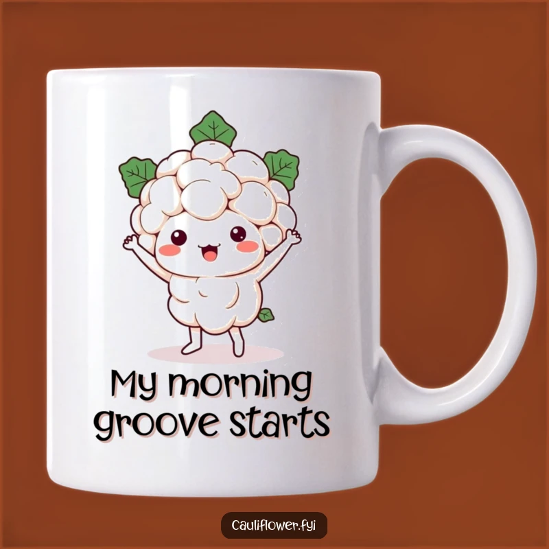 Funny Dancing Kawaii Cauliflower Mug: A Hilarious Gift for Veggie Lovers!