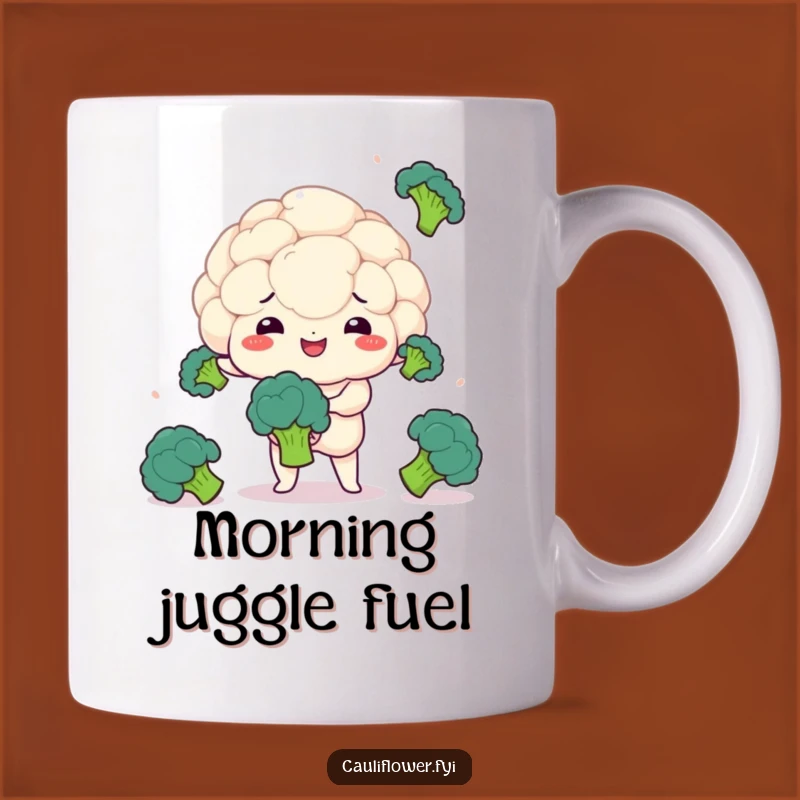 Funny Kawaii Cauliflower Juggling Mug - Skillful & Humorous Gift