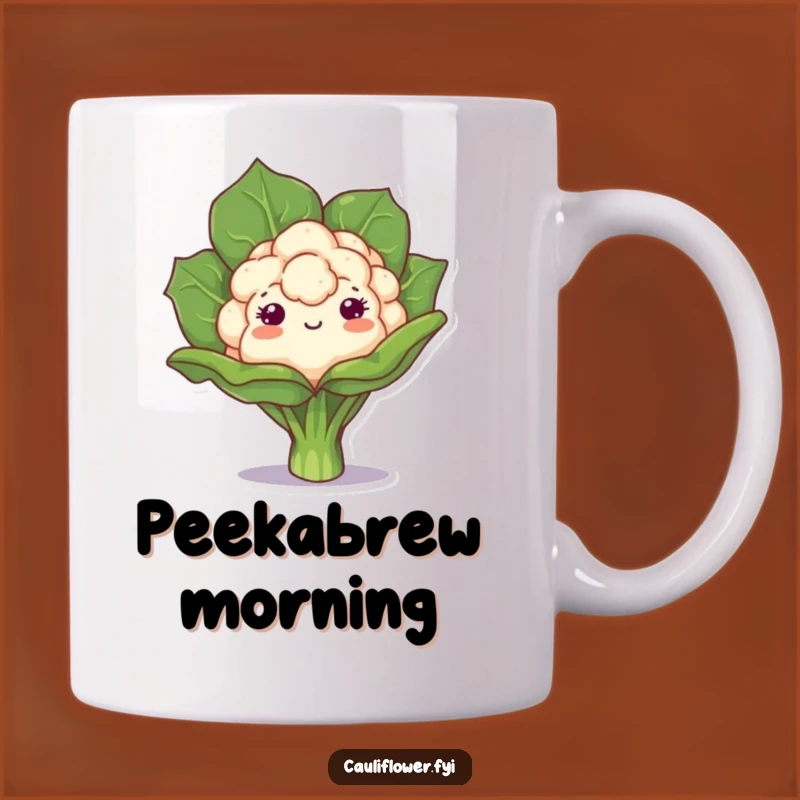 Funny Kawaii Cauliflower Peek Mug: A Playful Surprise Gift for Veggie Lovers!