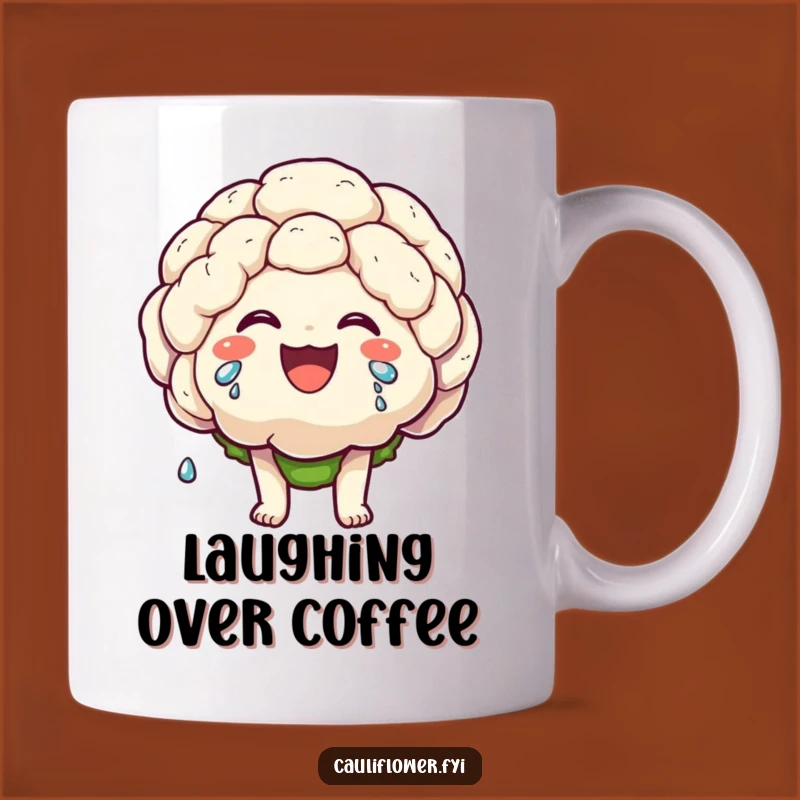 Funny Laughing Cauliflower Mug: Tears of Joy Kawaii Humor
