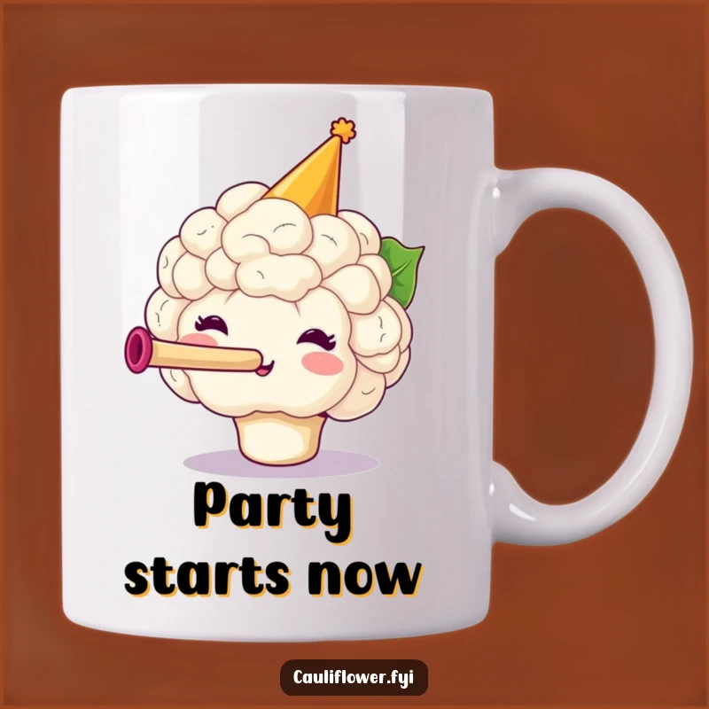 Funny Party Cauliflower Mug, Festive Veggie Celebration for a Hilarious Gift