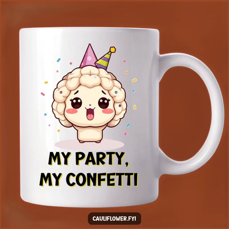 Funny Surprised Kawaii Cauliflower Party Mug - Perfect Humorous Gift Idea