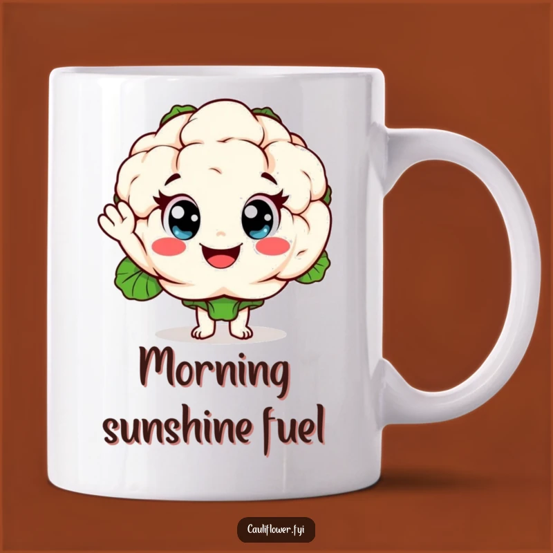 Funny Waving Cauliflower Mug: A Cheerful Vegetable Character for Your Perfect Gift
