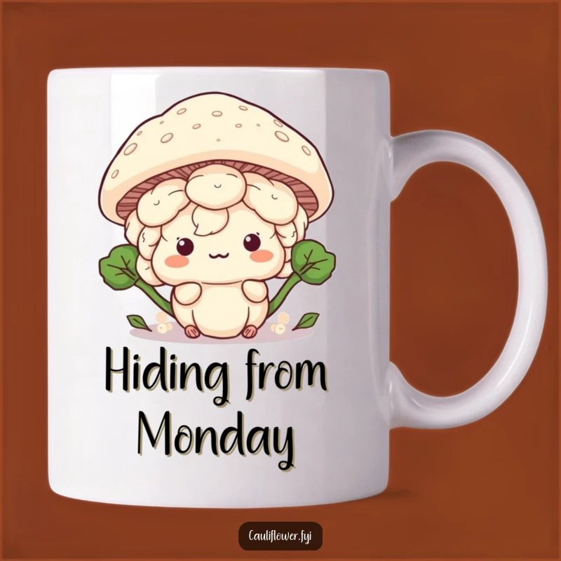 Funny Kawaii Cauliflower Hide Mug - Playful Humorous Gift Idea