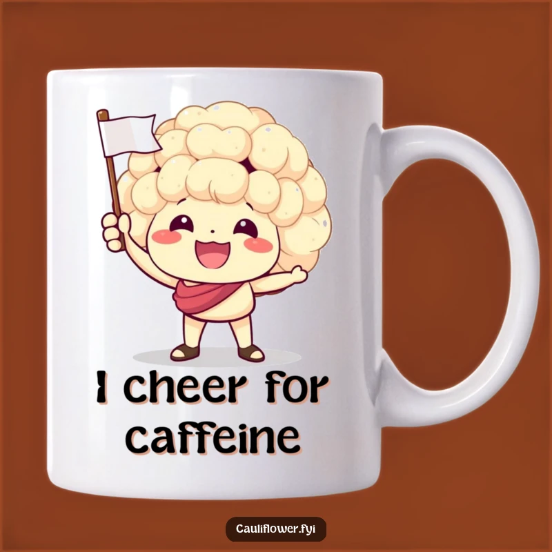 Funny Cheering Cauliflower Mug - Enthusiastic Vegetable Victory Gift