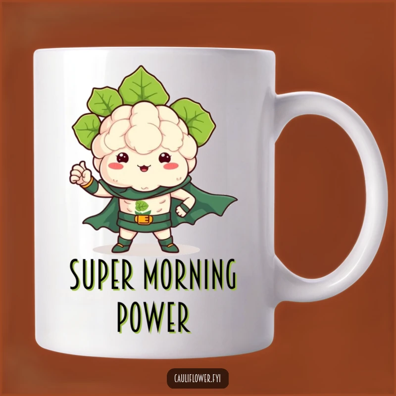 Funny Kawaii Cauliflower Superhero Mug - Mighty & Humorous Gift