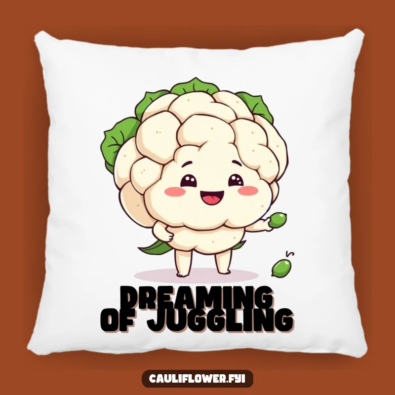 Funny Cauliflower Juggler Pillow: Cozy Pea Performance, Hilarious Gift Idea!