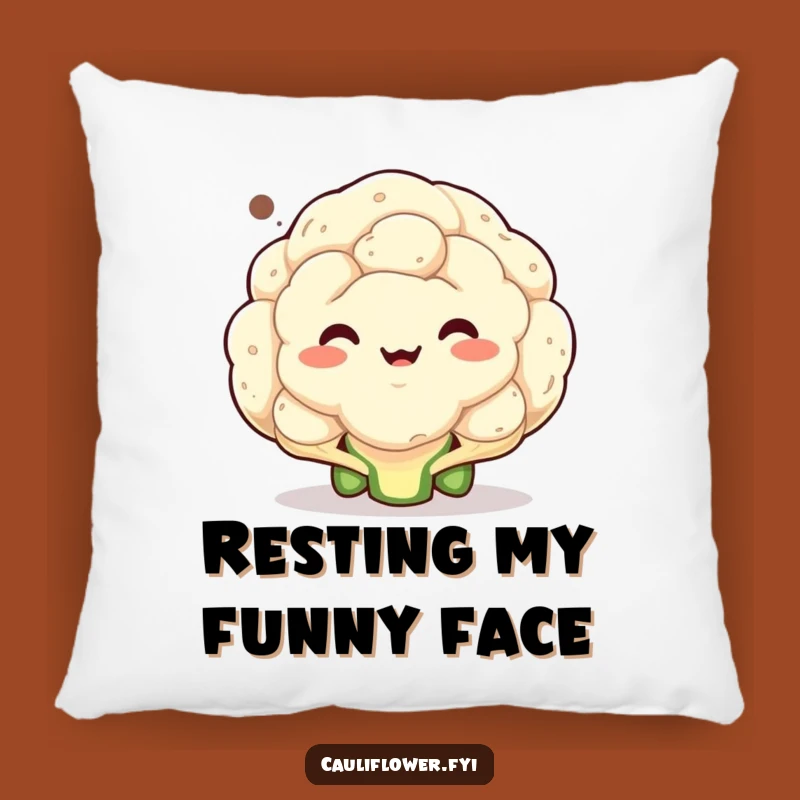 Funny Cauliflower Face Pillow: Plush Comfort with a Hilarious Veggie Expression