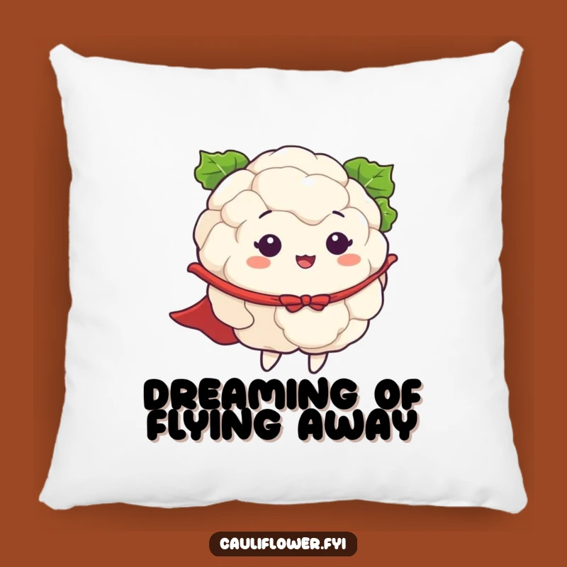 Funny Cauliflower Flying Hero Pillow: Plush Comfort with Superhero Veggie Style