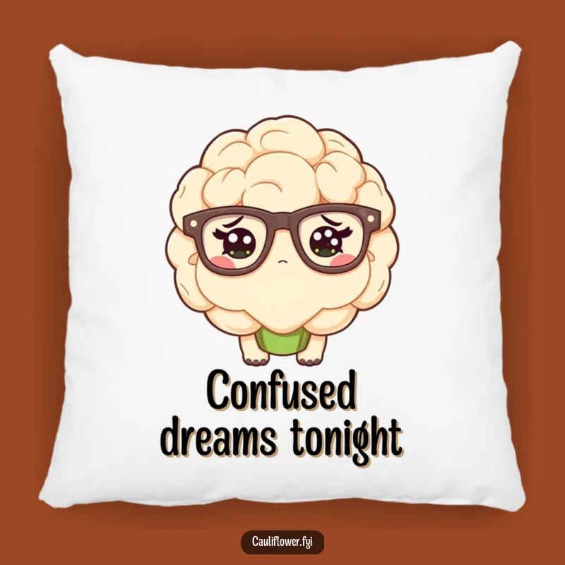 Funny Kawaii Cauliflower Confused Pillow - Comfy and Hilarious Glasses Accent