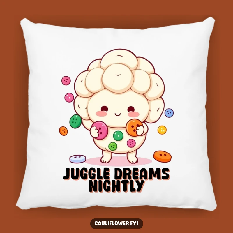 Funny Kawaii Cauliflower Pillow: Snuggle with Juggling Veggie Friends!