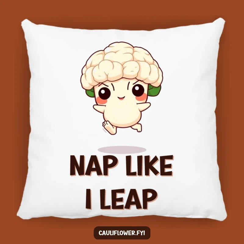 Funny Cauliflower Leaping Pillow - Comfy and Cute Veggie Accent for Your Couch