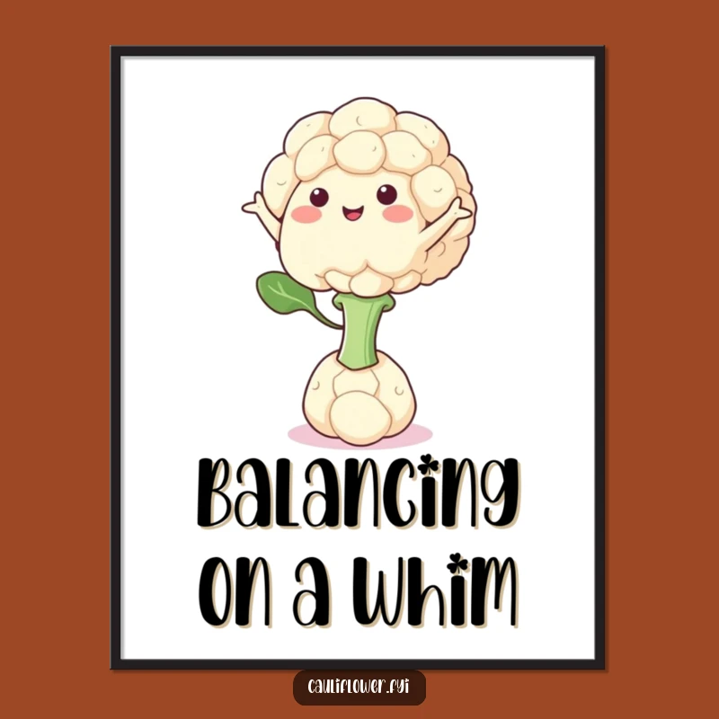 Funny Cauliflower Balance Digital Art - Instant Calm Decor!