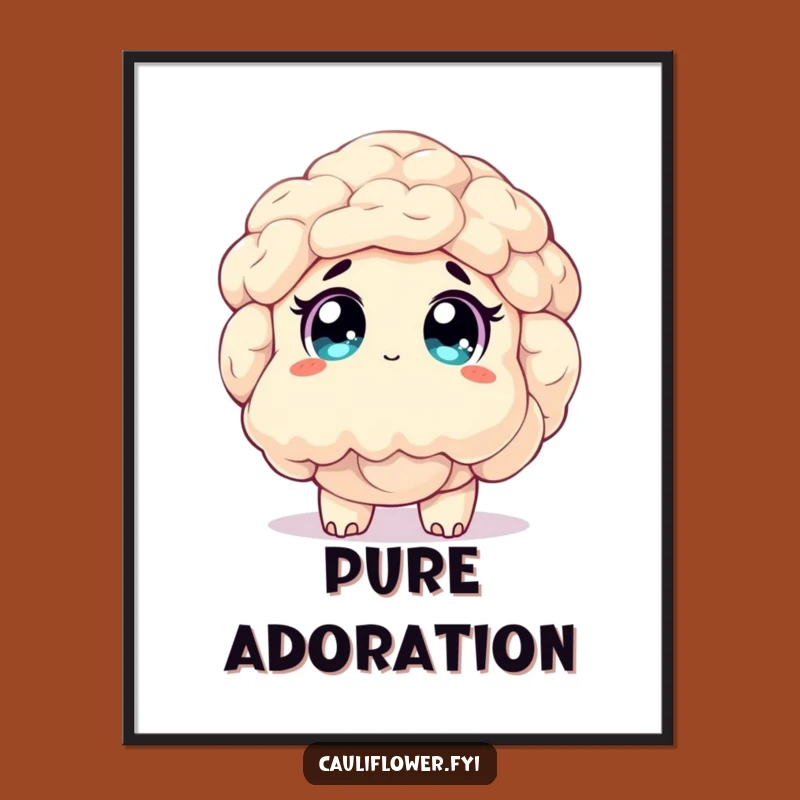 Funny Awestruck Cauliflower Digital Art - Instant Veggie Wonder Print