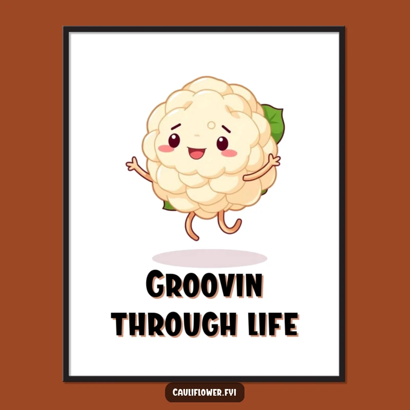 Funny Cauliflower Dance Digital Art: Hilarious Veggie Wall Decor for Instant Joy