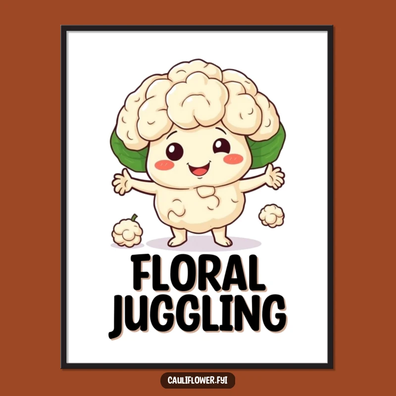 Funny Cauliflower Juggling Digital Art: Hilarious Juggler, Perfect Printable Funny Gift!