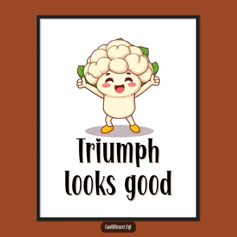 Funny Cauliflower Victory Digital Art - Hilarious Vegetable Race Winner Print