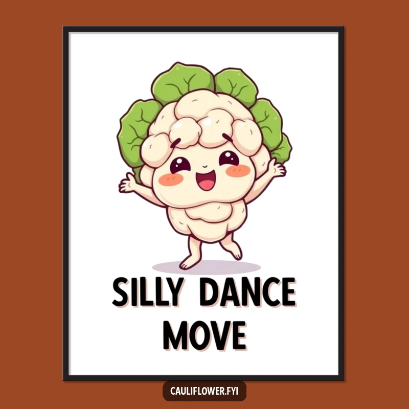 Funny Dancing Cauliflower Digital Art - Instant Veggie Groove Print