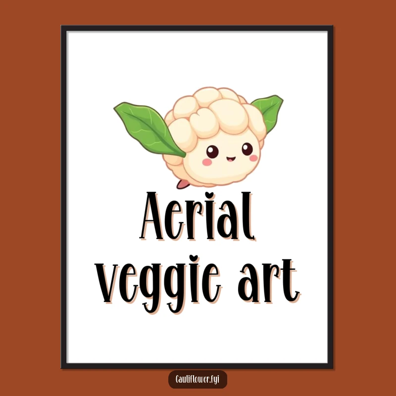 Funny Flying Cauliflower Flirt Print, Digital Veggie Dream Art for a Hilarious Gift