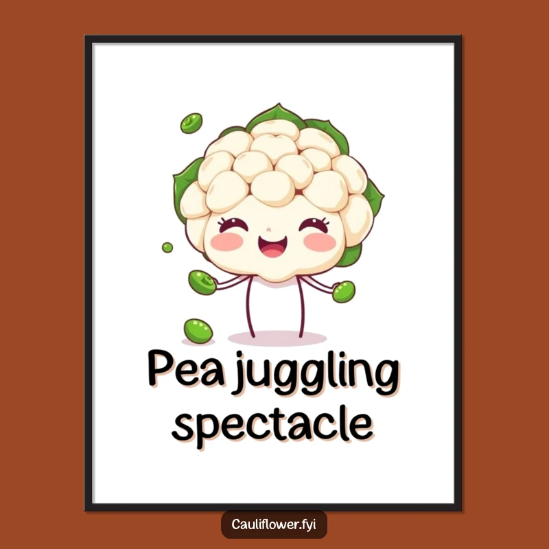 Funny Juggling Cauliflower Print, Digital Veggie Talent Art for a Hilarious Gift