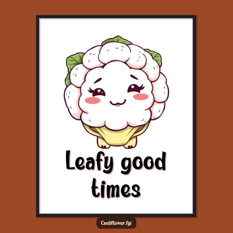 Funny Kawaii Cauliflower Digital Print: Silly Grin Veggie Art Download