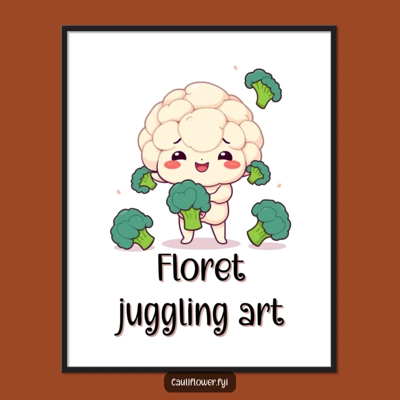 Funny Kawaii Cauliflower Juggling Digital Art - Instant Skill Download