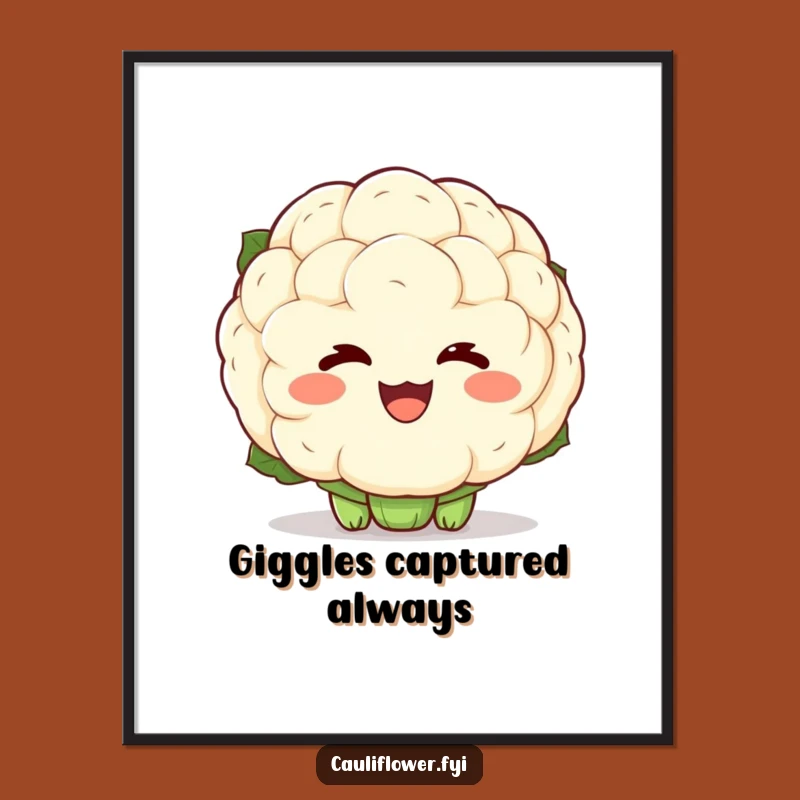 Funny Kawaii Cauliflower Laugh Digital Print: Instant Joyful Wall Art!