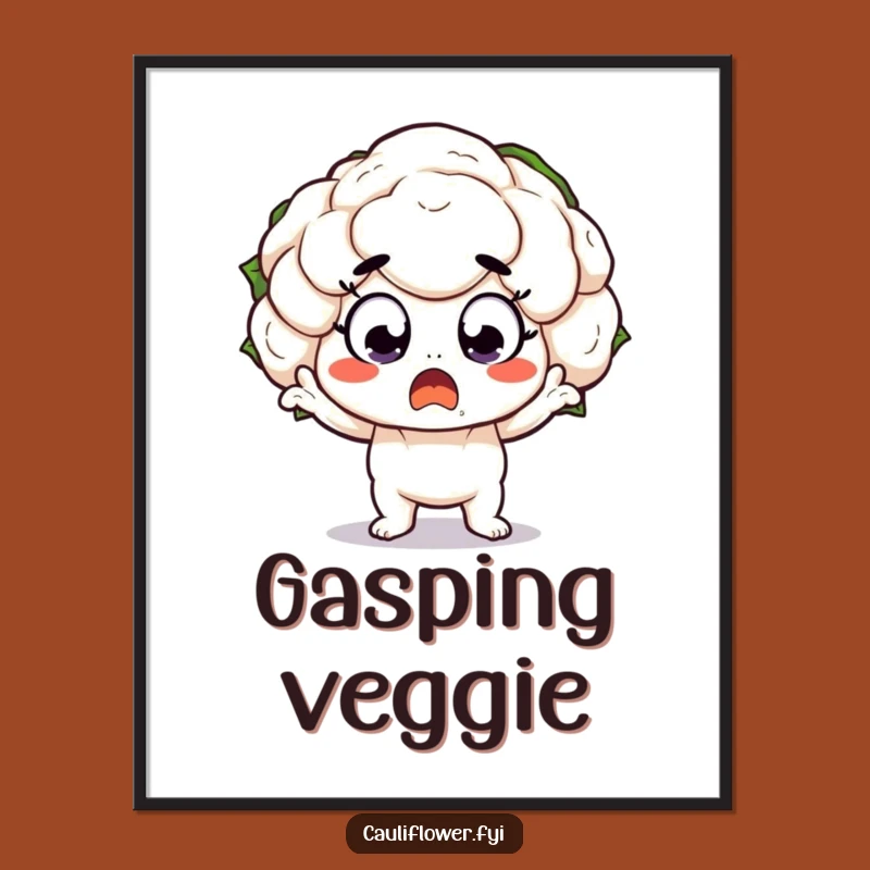 Funny Kawaii Cauliflower Surprise Digital Print: Instant Hilarious Art